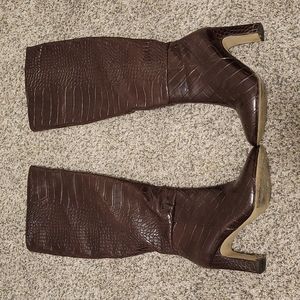 Forever21 Faux-leather crocodile skin boots